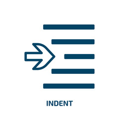 Fototapeta premium indent icon from user interface collection. Filled indent, text, button glyph icons isolated on white background. Black vector indent sign, symbol for web design and mobile apps