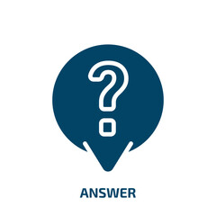 answer icon from user interface collection. Filled answer, chat, button glyph icons isolated on white background. Black vector answer sign, symbol for web design and mobile apps