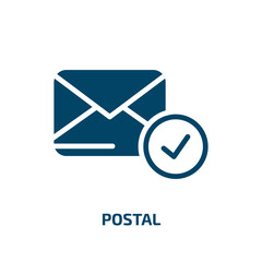 postal icon from user interface collection. Filled postal, delivery, business glyph icons isolated on white background. Black vector postal sign, symbol for web design and mobile apps