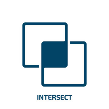 intersect icon from user interface collection. Filled intersect, connection, intersection glyph icons isolated on white background. Black vector intersect sign, symbol for web design and mobile apps