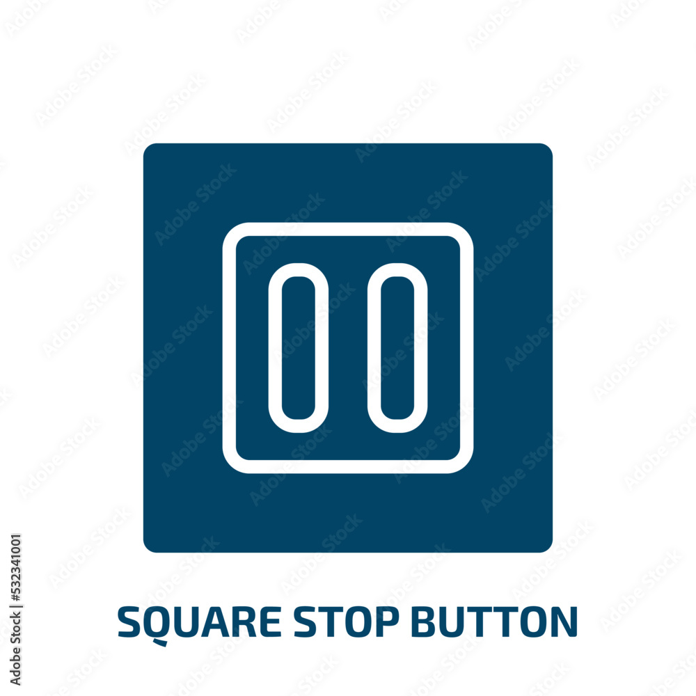 Poster square stop button icon from user interface collection. filled square stop button, square, stop glyp