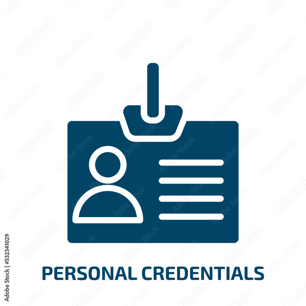 Poster personal credentials icon from user interface collection. filled personal credentials, identificatio