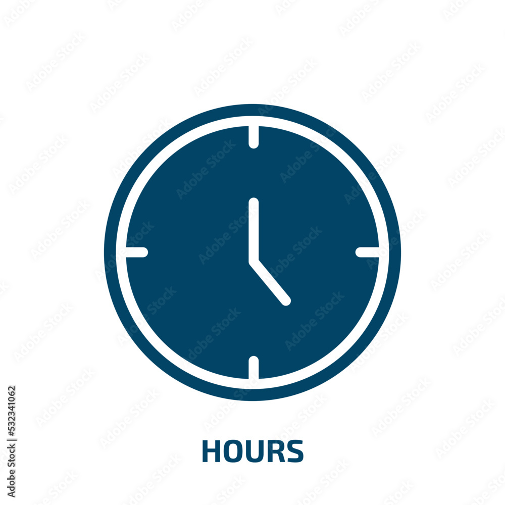 Poster hours icon from user interface collection. filled hours, time, business glyph icons isolated on whit