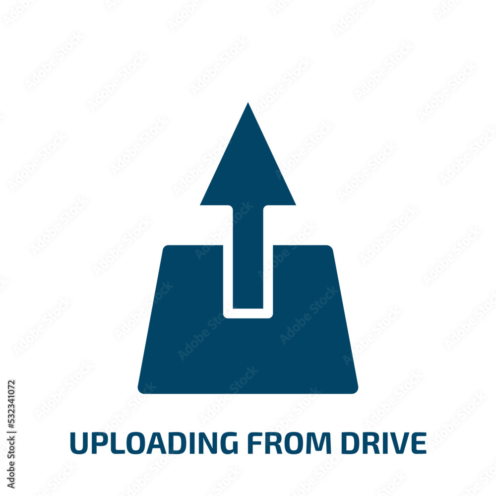Poster uploading from drive icon from user interface collection. filled uploading from drive, drive, networ