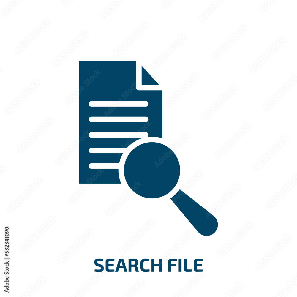Poster search file icon from user interface collection. filled search file, search, document glyph icons is