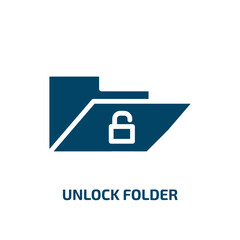 unlock folder icon from user interface collection. Filled unlock folder, folder, lock glyph icons isolated on white background. Black vector unlock folder sign, symbol for web design and mobile apps