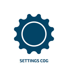 settings cog icon from user interface collection. Filled settings cog, gear, cog glyph icons isolated on white background. Black vector settings cog sign, symbol for web design and mobile apps