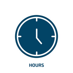 hours icon from user interface collection. Filled hours, time, business glyph icons isolated on white background. Black vector hours sign, symbol for web design and mobile apps