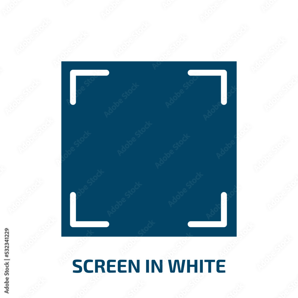 Poster screen in white icon from user interface collection. filled screen in white, screen, computer glyph 
