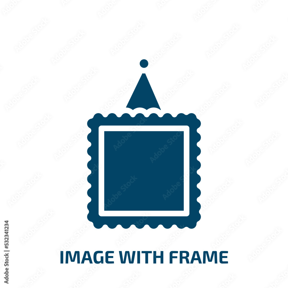 Poster image with frame icon from user interface collection. filled image with frame, frame, button glyph i