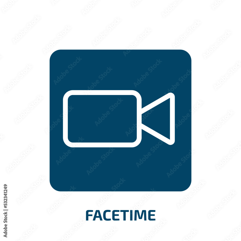 Poster facetime icon from user interface collection. filled facetime, video, screen glyph icons isolated on