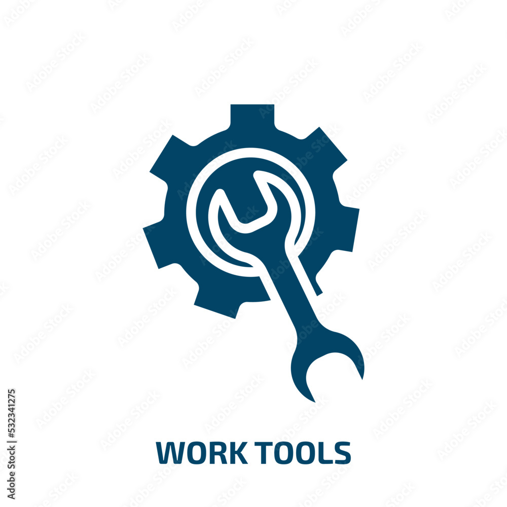 Poster work tools icon from user interface collection. filled work tools, work, tool glyph icons isolated o