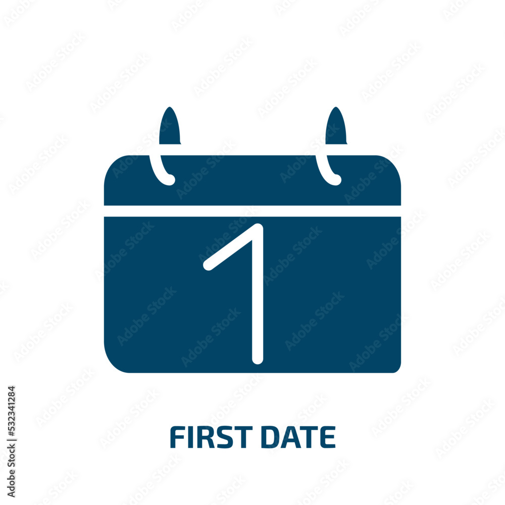 Aufkleber first date icon from user interface collection. filled first date, date, year glyph icons isolated o
