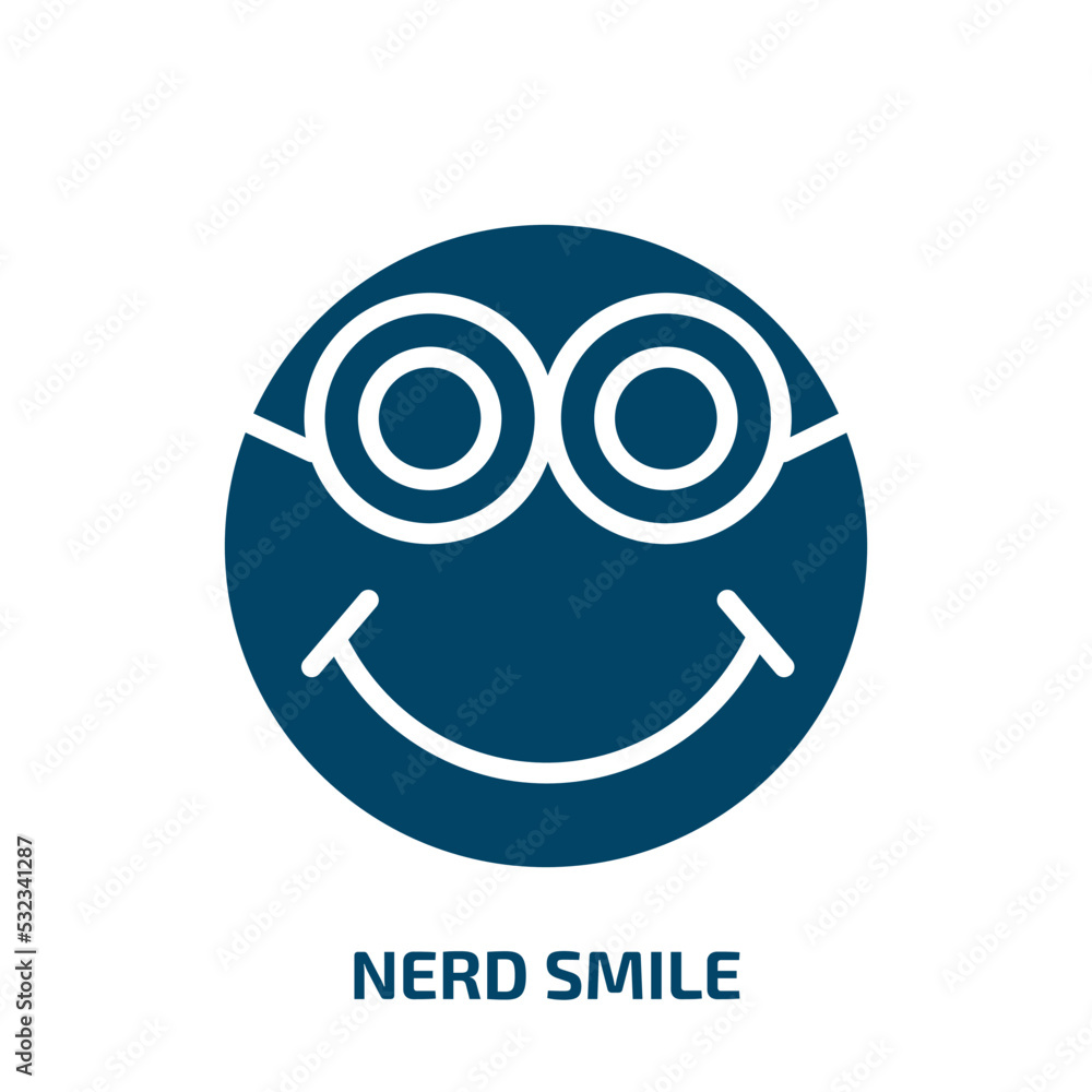 Poster nerd smile icon from user interface collection. filled nerd smile, smile, face glyph icons isolated 