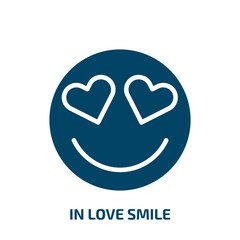 in love smile icon from user interface collection. Filled in love smile, smile, love glyph icons isolated on white background. Black vector in love smile sign, symbol for web design and mobile apps
