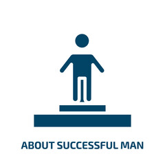 about successful man icon from user interface collection. Filled about successful man, success, man glyph icons isolated on white background. Black vector about successful man sign, symbol for web