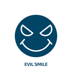 evil smile icon from user interface collection. Filled evil smile, smile, face glyph icons isolated on white background. Black vector evil smile sign, symbol for web design and mobile apps