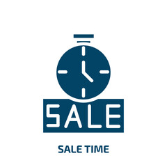 sale time icon from user interface collection. Filled sale time, time, business glyph icons isolated on white background. Black vector sale time sign, symbol for web design and mobile apps