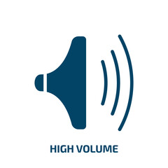 high volume icon from user interface collection. Filled high volume, high, volume glyph icons isolated on white background. Black vector high volume sign, symbol for web design and mobile apps