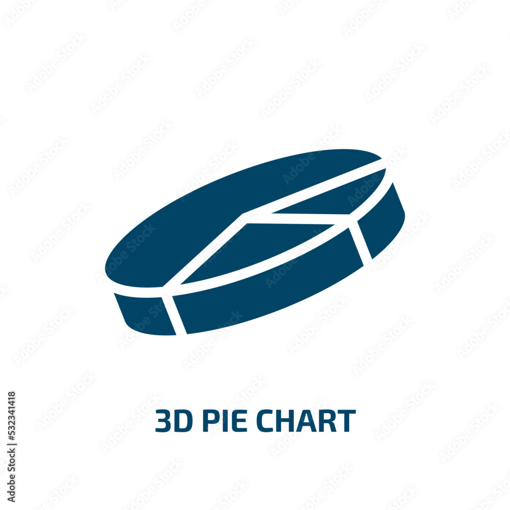 Poster 3d pie chart icon from user interface collection. filled 3d pie chart, pie, business glyph icons iso