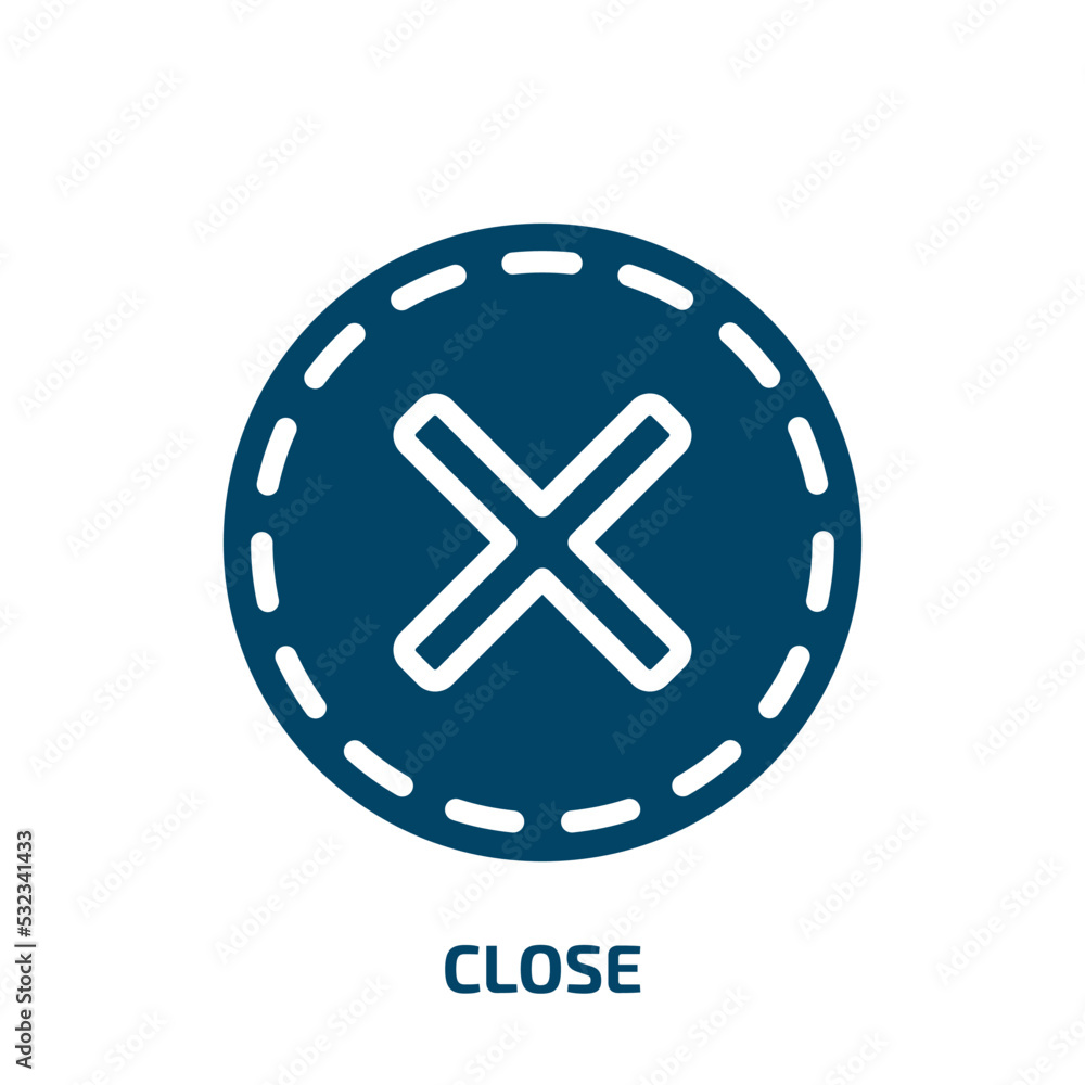 Aufkleber close icon from user interface collection. filled close, button, internet glyph icons isolated on wh