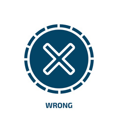 Fototapeta premium wrong icon from user interface collection. Filled wrong, no, reject glyph icons isolated on white background. Black vector wrong sign, symbol for web design and mobile apps