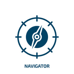 navigator icon from user interface collection. Filled navigator, direction, arrow glyph icons isolated on white background. Black vector navigator sign, symbol for web design and mobile apps