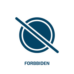 forbbiden icon from user interface collection. Filled forbbiden, oil, alarm glyph icons isolated on white background. Black vector forbbiden sign, symbol for web design and mobile apps