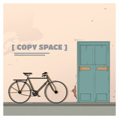 Vintage Background bicycle and old house door