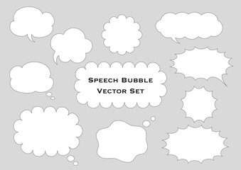 主線ありシンプルな白い吹き出しセット