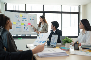 Startup Diversity Teamwork Brainstorming Meeting Concept. Business Team Coworkers Analyze Finance Report Laptop. People Working Start Up Process.