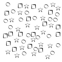 Naklejka na ściany i meble illustration of stars, circles and rectangles on a white background