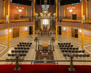 Interior of Rumbach sebestyen Street Synagogue. Near by   the famous Dohany street synagogue. amazing renewef space. Built in 1870-73. designed the architect Otto Wagner.