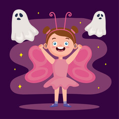 halloween ghosts and little butterfly