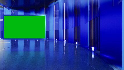 3D Virtual TV Studio News, Backdrop For TV Shows .TV On Wall.3D Virtual News Studio Background,3d illustration