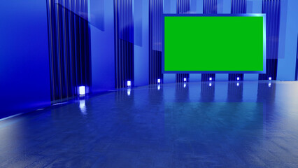 3D Virtual TV Studio News, Backdrop For TV Shows .TV On Wall.3D Virtual News Studio Background,3d illustration