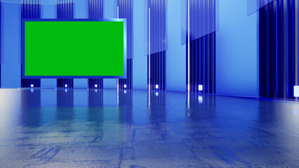 3D Virtual TV Studio News, Backdrop For TV Shows .TV On Wall.3D Virtual News Studio Background,3d illustration