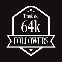 Thank you 64K followers, 64000 followers celebration, Vector Illustration