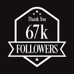 Thank you 67K followers, 67000 followers celebration, Vector Illustration