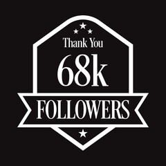 Thank you 68K followers, 68000 followers celebration, Vector Illustration