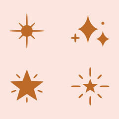 Hand drawn sparkling star collection vector