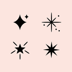 Hand drawn sparkling star collection vector