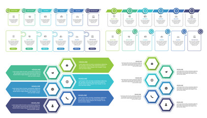 Steps business data visualization timeline process infographic template design with icons