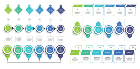 Steps business data visualization timeline process infographic template design with icons
