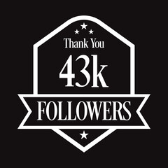 Thank you 43K followers, 43000 followers celebration, Vector Illustration