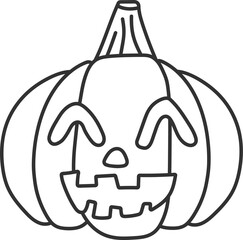 Halloween pumpkin ghost character black thin line element.