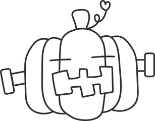 Halloween pumpkin Frankenstein character black thin line element.
