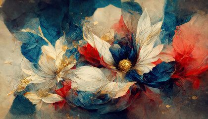 Abstract floral design for prints, postcards or wallpaper, 3d illustration