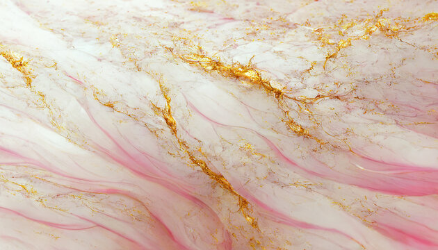 Gold and pink luxurious marble textured background. Abstract design, 4k wallpaper. 3d illustration