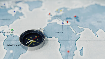 compass and world map, 3d rendering